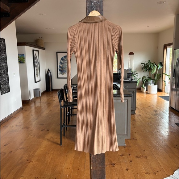 TOCCIN Camel Colored Long Sleeve Button-Down Dress. - Picture 8 of 12